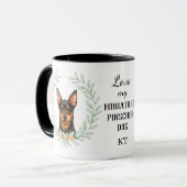 Mug Couronne d'eucalyptus Monogramme Pinscher Nain (Devant gauche)