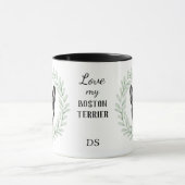 Mug Couronne d'eucalyptus Terrier de Boston Monogramme (Centre)