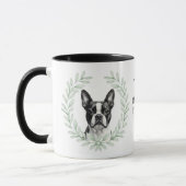Mug Couronne d'eucalyptus Terrier de Boston Monogramme (Gauche)