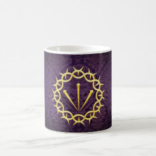 Mug Couronne D'Or D'Épines Sur Arrière - plan Violet N