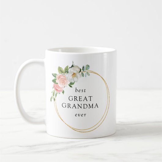 Mug Couronne d'or rose Floral meilleure grand grand-mè (Gauche)
