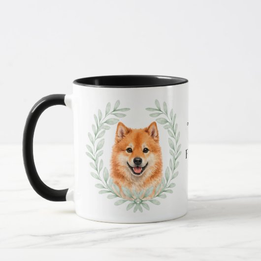 Mug Couronne en eucalyptus Monogramme Spitz finnois (Gauche)