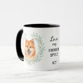 Mug Couronne en eucalyptus Monogramme Spitz finnois (Devant gauche)