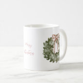 Mug Couronne et noeud aquarelle Noël rustique (Devant droit)