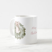 Mug Couronne et noeud aquarelle Noël rustique (Devant gauche)