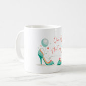 Mug Couronne et talons hauts – Thème rose et menthe gl (Devant gauche)