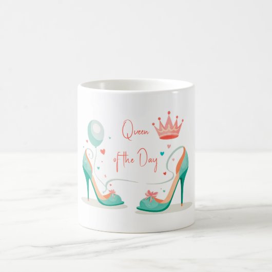 Mug Couronne et talons hauts – Thème rose et menthe gl (Centre)