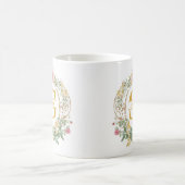 Mug Couronne florale aquarelle monogramme initiale or (Centre)