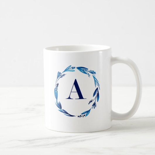 Mug Couronne florale bleue "A" (Droite)