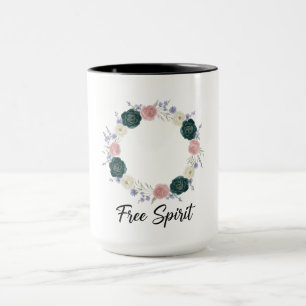 Mug Couronne florale Boho "Esprit Libre"