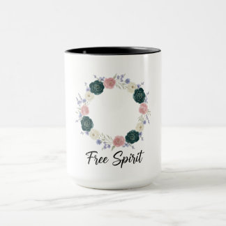 Mug Couronne florale Boho "Esprit Libre"