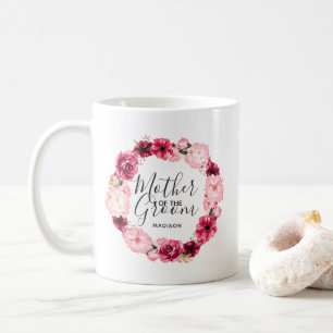 Mug Couronne florale bordeaux et rose pour la mère du