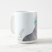 Mug Couronne Florale Chat Gris (Devant gauche)