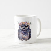 Mug Couronne florale de hibou pourpre (Devant droit)
