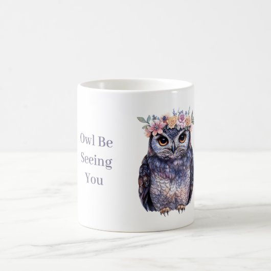 Mug Couronne florale de hibou pourpre (Centre)