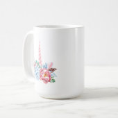 Mug Couronne florale de licorne d'aquarelle (Devant gauche)