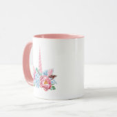 Mug Couronne florale de licorne d'aquarelle (Devant gauche)