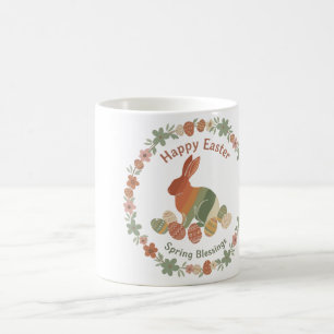 Mug Couronne florale de Pâques Boho Chic Lapin et Œufs