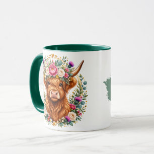 Mug Couronne florale de vache des Highlands, botanique