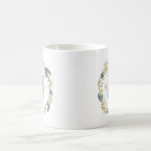 Mug Couronne florale de verdure en or Monogramme (Centre)