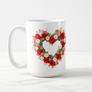 Mug Couronne florale en forme de cœur Roses Marguerite