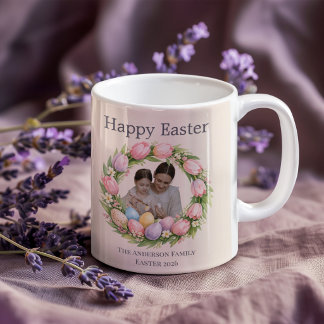 Mug Couronne florale et photo de famille Pâques person