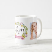 Mug Couronne florale | Modèle photo pour maman (Devant droit)