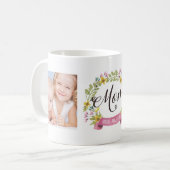 Mug Couronne florale | Modèle photo pour maman (Devant gauche)