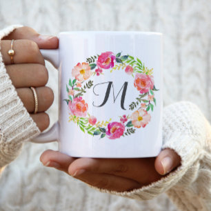 Mug Couronne florale monogramme, Bridesmaid-2
