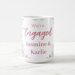 Mug couronne florale noire cœur rouge nous sommes fian