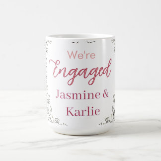 Mug couronne florale noire cœur rouge nous sommes fian