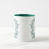 Mug Couronne florale verte monogramme de mariage (Centre)