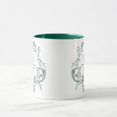 Mug Couronne florale verte monogramme de mariage (Centre)