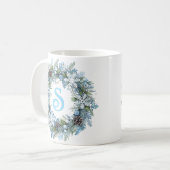 Mug Couronne initiale de monogramme moderne d'hiver (Devant gauche)