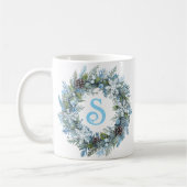 Mug Couronne initiale de monogramme moderne d'hiver (Gauche)