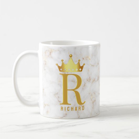 Mug Couronne Lettre initiale Monogramme Nom Marque (Gauche)