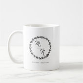Mug Couronne noire de monogramme classique élégant (Gauche)
