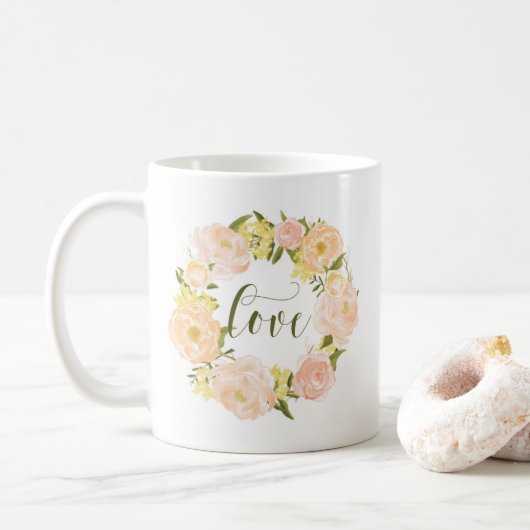 Mug Couronne Pastel Orange Peonies | Love Lettering (Avec donut)