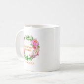 Mug Couronne personnalisée Fleurs roses Mariage (Devant gauche)