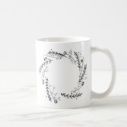 Mug Couronne vintage de fleurs (Droite)