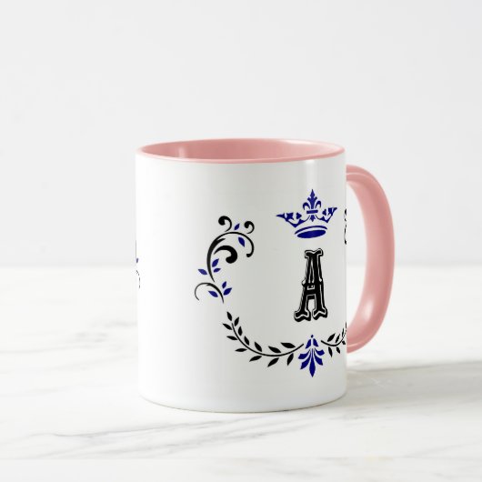 Mug Couronne Wreath A Monogramme (Devant droit)