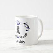Mug Couronne Wreath Monogramme 'R' Personnalisé (Devant droit)