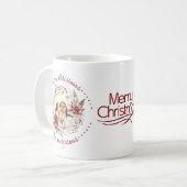 Mug Couronnes de Noël, fleurs rouges et baies (Devant gauche)