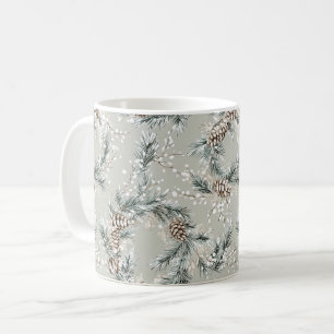 Mug Couronnes de sapin de Noël vert Cônes de pin