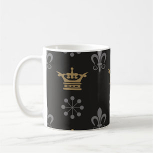 Mug Couronnes d'or sur fond d'écran noir, motif transp