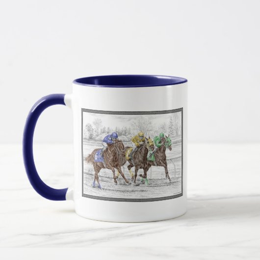 Mug Course à trois chevaux - Cou et Cou (Gauche)