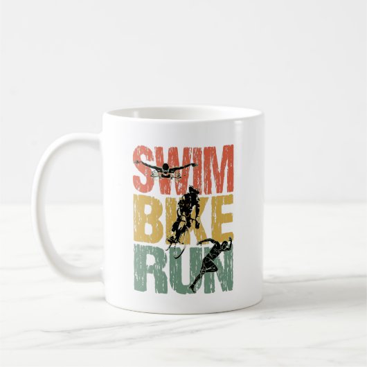 Mug Course à vélo de natation - Triathlon Vintage (Gauche)