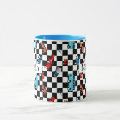 Mug Course Noir et Blanc Motif Moderne avec des Voitur (Centre)