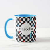 Mug Course Noir et Blanc Motif Moderne avec des Voitur (Gauche)