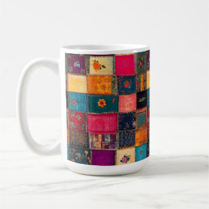 Mug Courtepoint Patchwork Vibrant avec Florales Classi